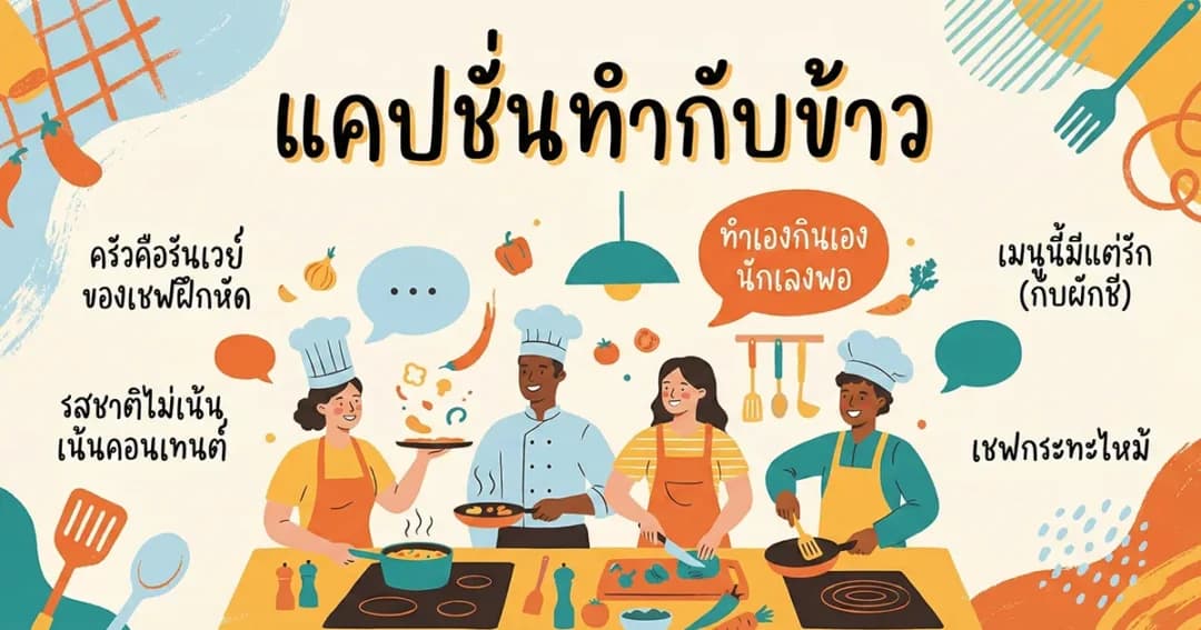 100 แคปชั่นทำกับข้าว %thyear% / %currentyear% กวนๆ โดนๆ เรียกไลก์ปังทุกโพสต์