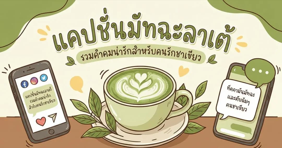 200 แคปชั่นมัทฉะลาเต้ %thyear% / %currentyear% น่ารัก ฮา คม โพสต์ปัง