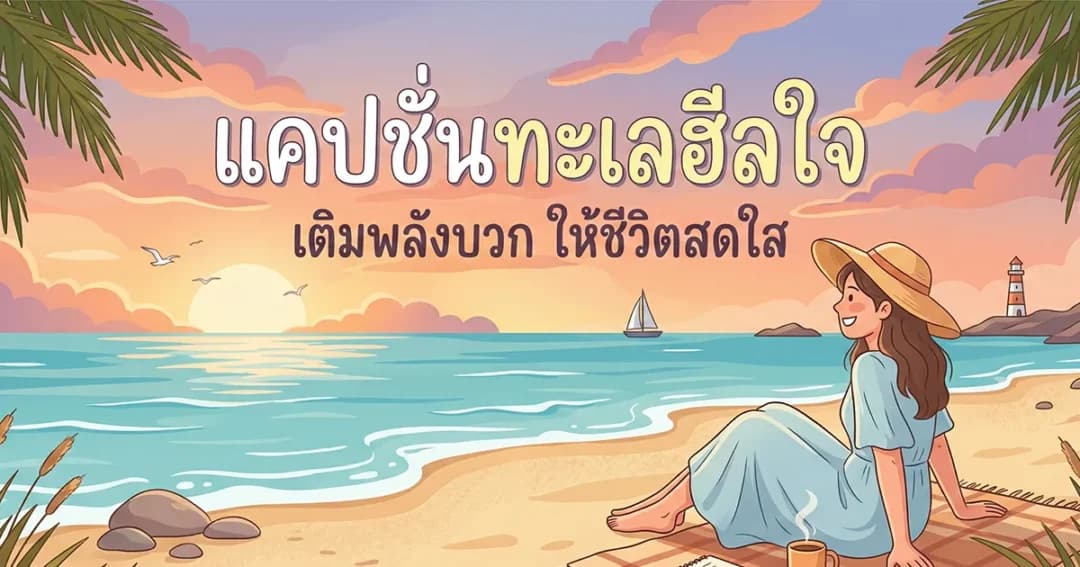 200 แคปชั่นทะเลฮีลใจ %thyear% / %currentyear% โพสต์แล้วปัง เติมพลังใจได้จริง
