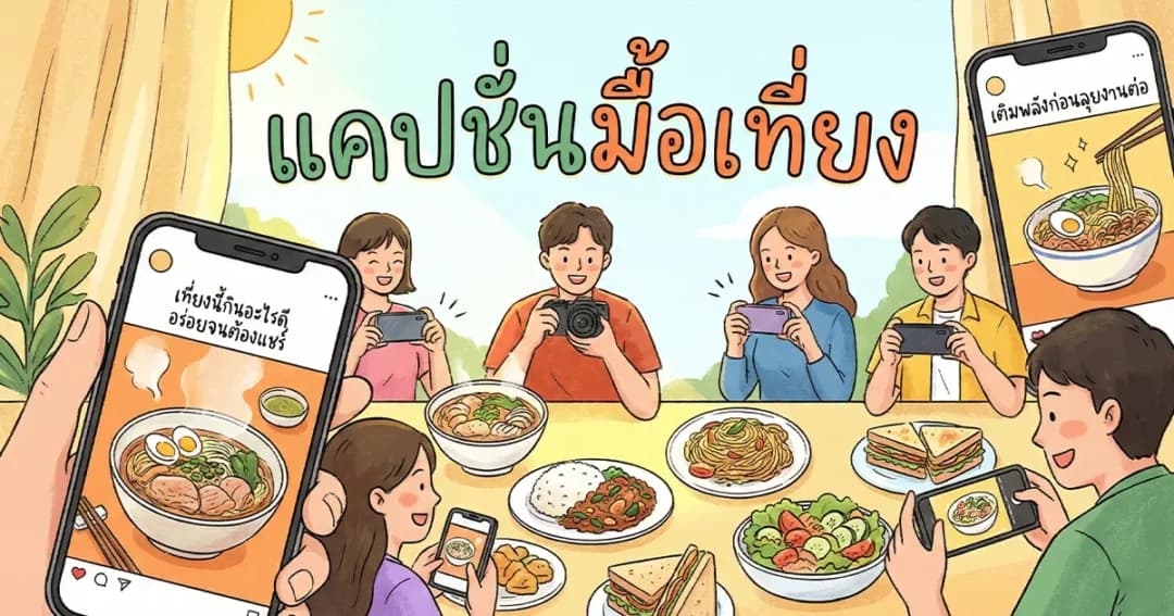 200 แคปชั่นมื้อเที่ยง %thyear% / %currentyear% โพสต์รูปอาหารกลางวันให้ปัง