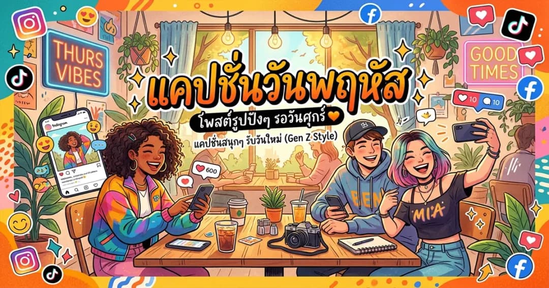 200 แคปชั่นวันพฤหัส %thyear% / %currentyear% โดนใจ โพสต์ปังทุกสัปดาห์
