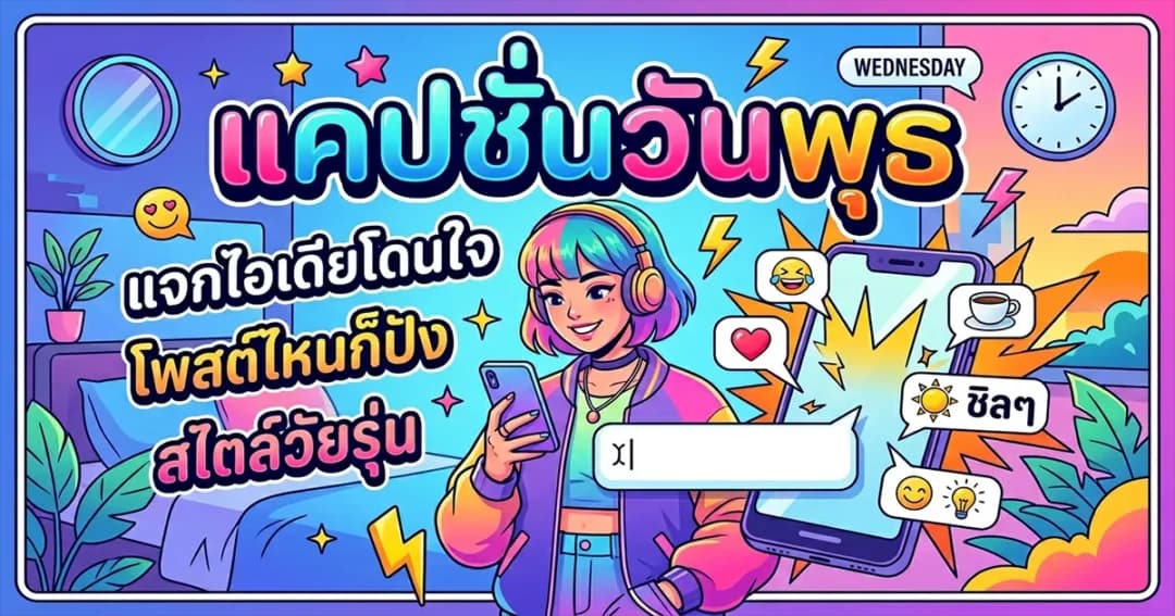 200 แคปชั่นวันพุธ %thyear% / %currentyear% โดนใจ โพสต์ปังกลางสัปดาห์