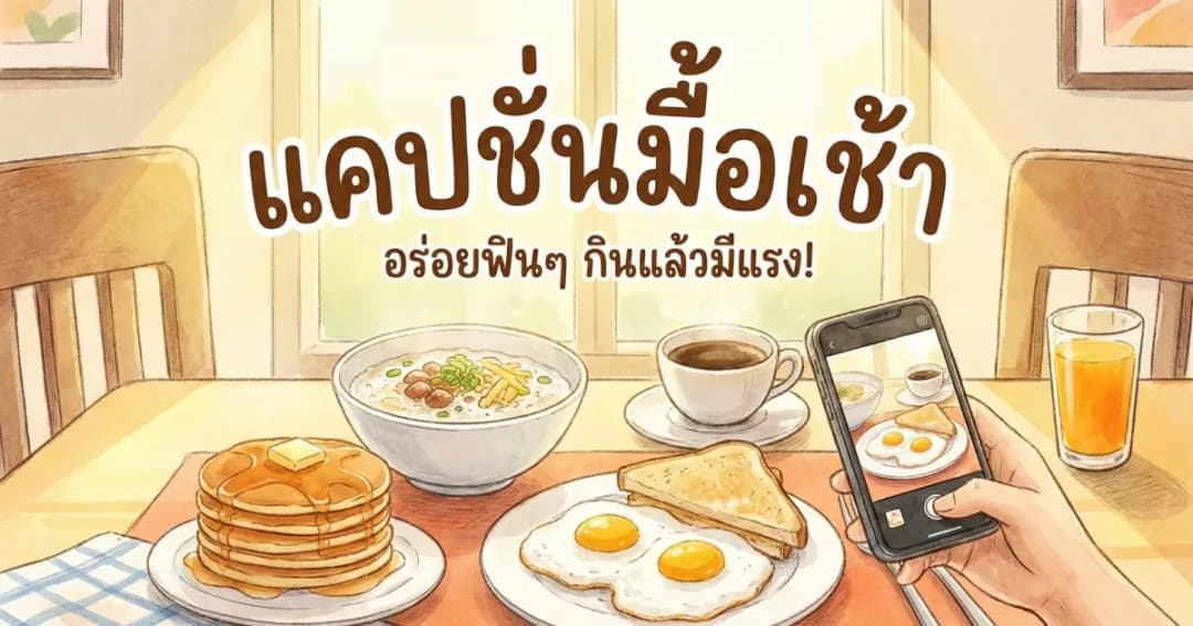 100 แคปชั่นมื้อเช้า %thyear% กวนๆ ฮาๆ น่ารัก โพสต์รูปอาหารเรียกไลก์
