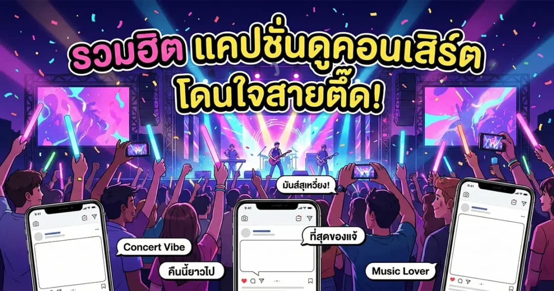 200 แคปชั่นเที่ยวไปดูคอนเสิร์ต %thyear% / %currentyear% สายมิวสิคต้องมี กวนๆ โดนใจ